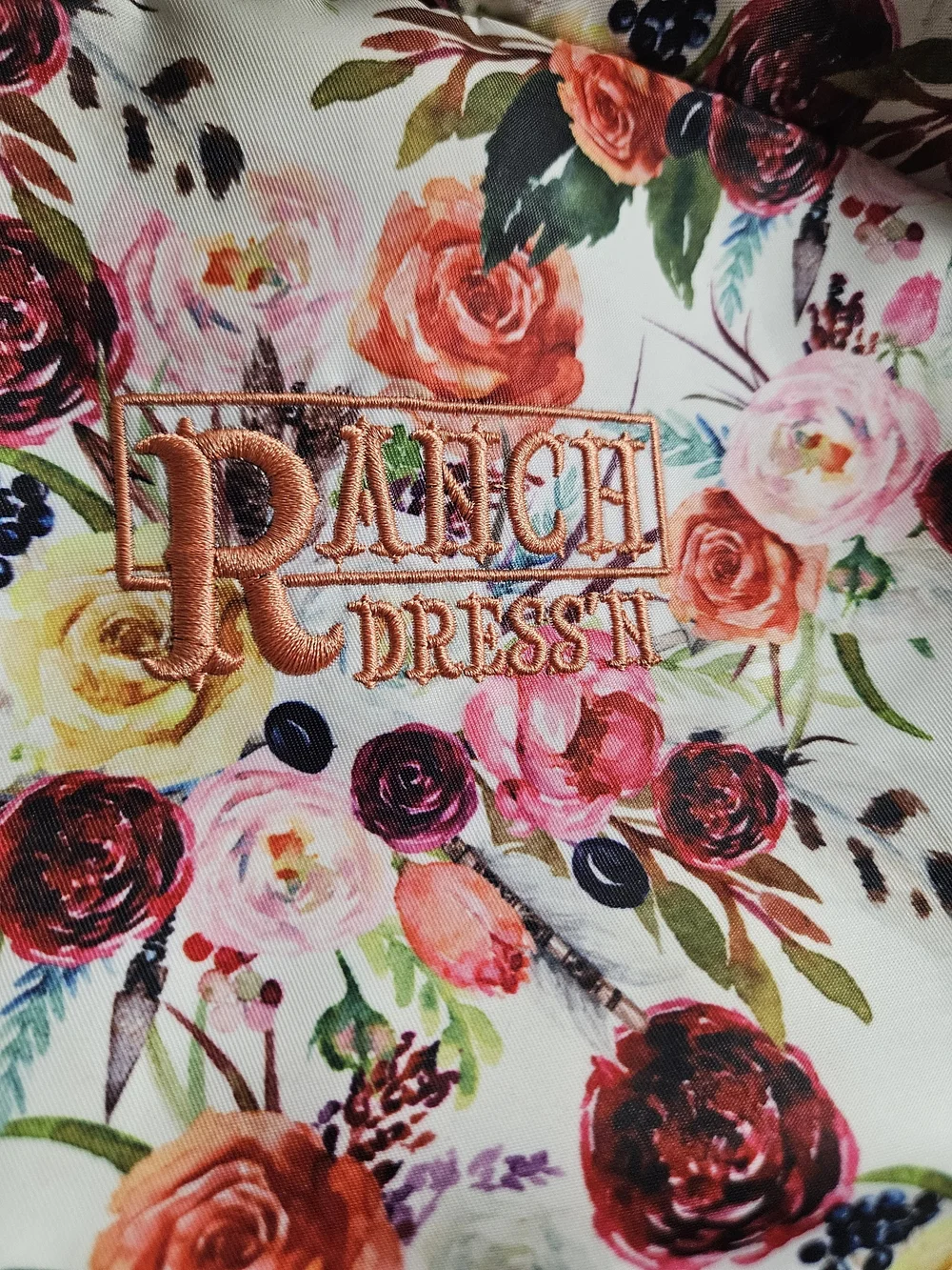 Ranch Dress'N Floral Print Backpack - White Multicolor Roses Excellent Condition